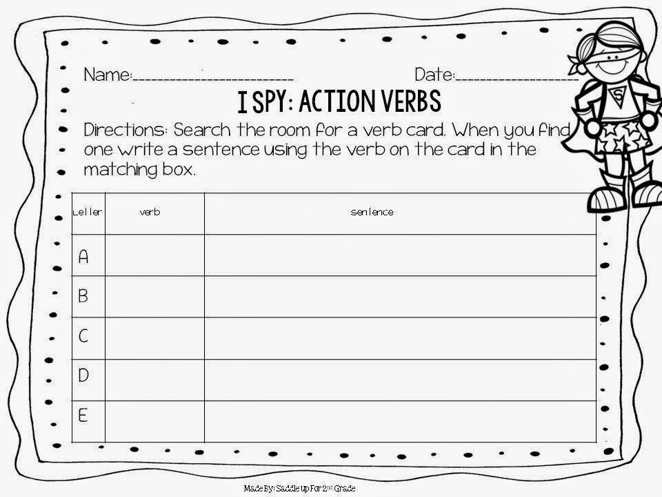 Verb Task Cards by Saddle Up For 2nd Grade