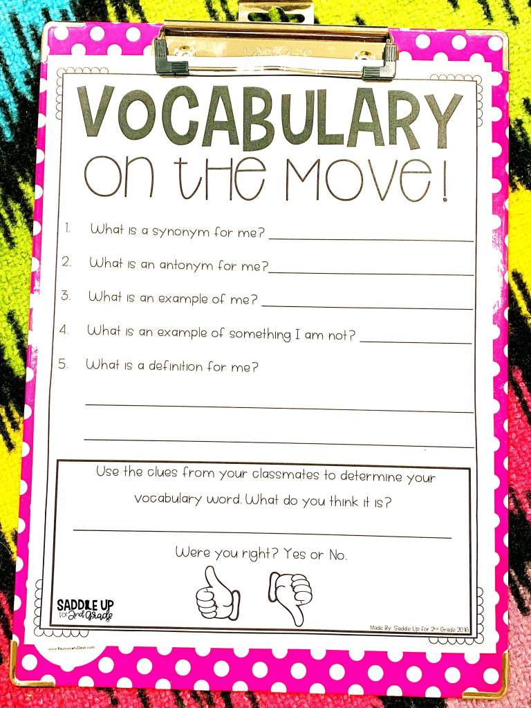 Vocabulary Game Vocabulary on the Move