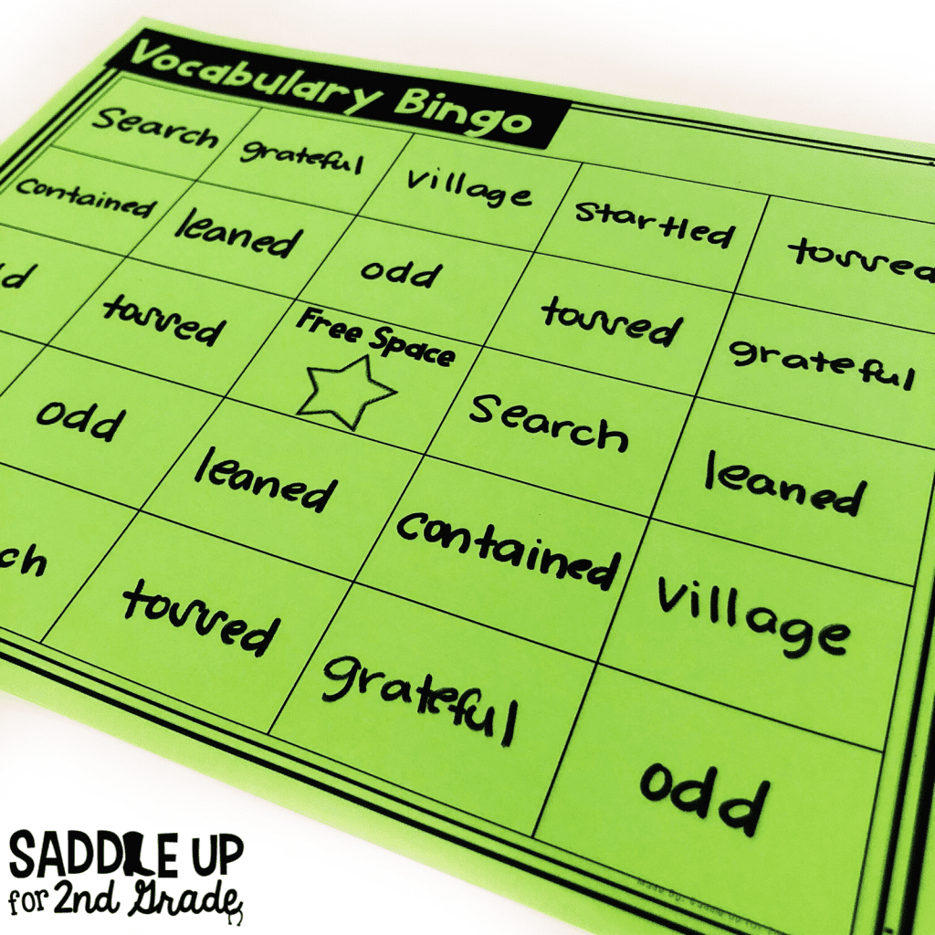 Vocabulary Game Bingo Board