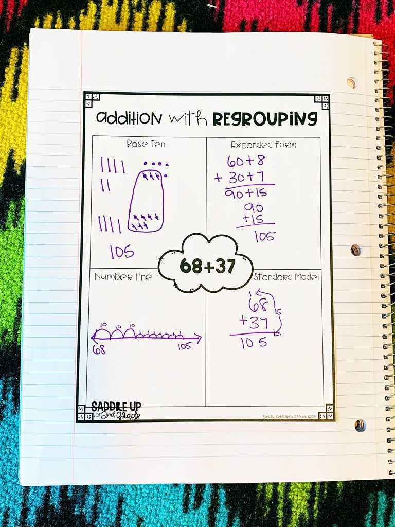 Addition with Regrouping interactive notebook activity 