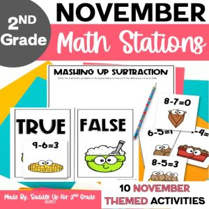 November Math Centers Games for 2nd Grade