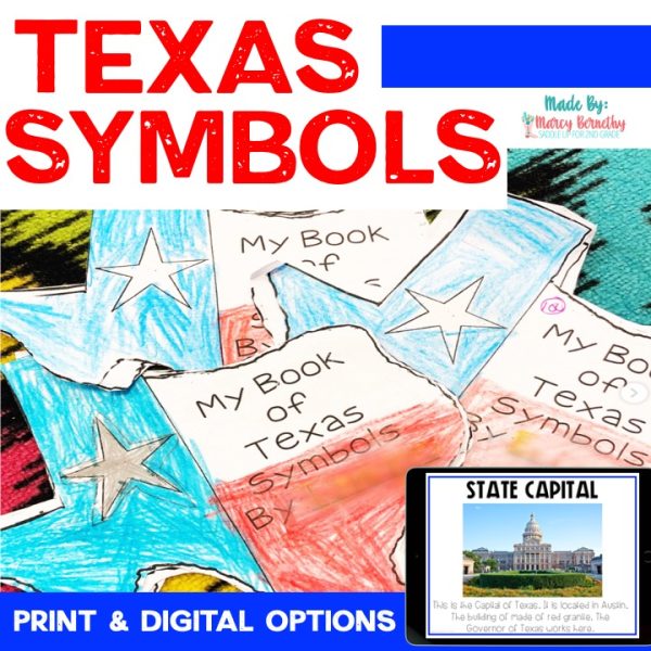 Print and digital resource to teach 15 of the Texas state symbols
