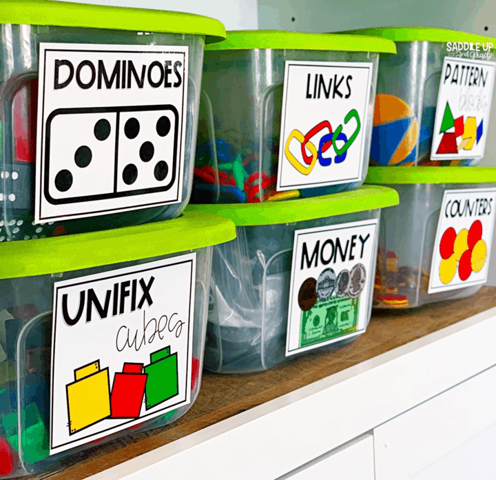 Math manipulative labels