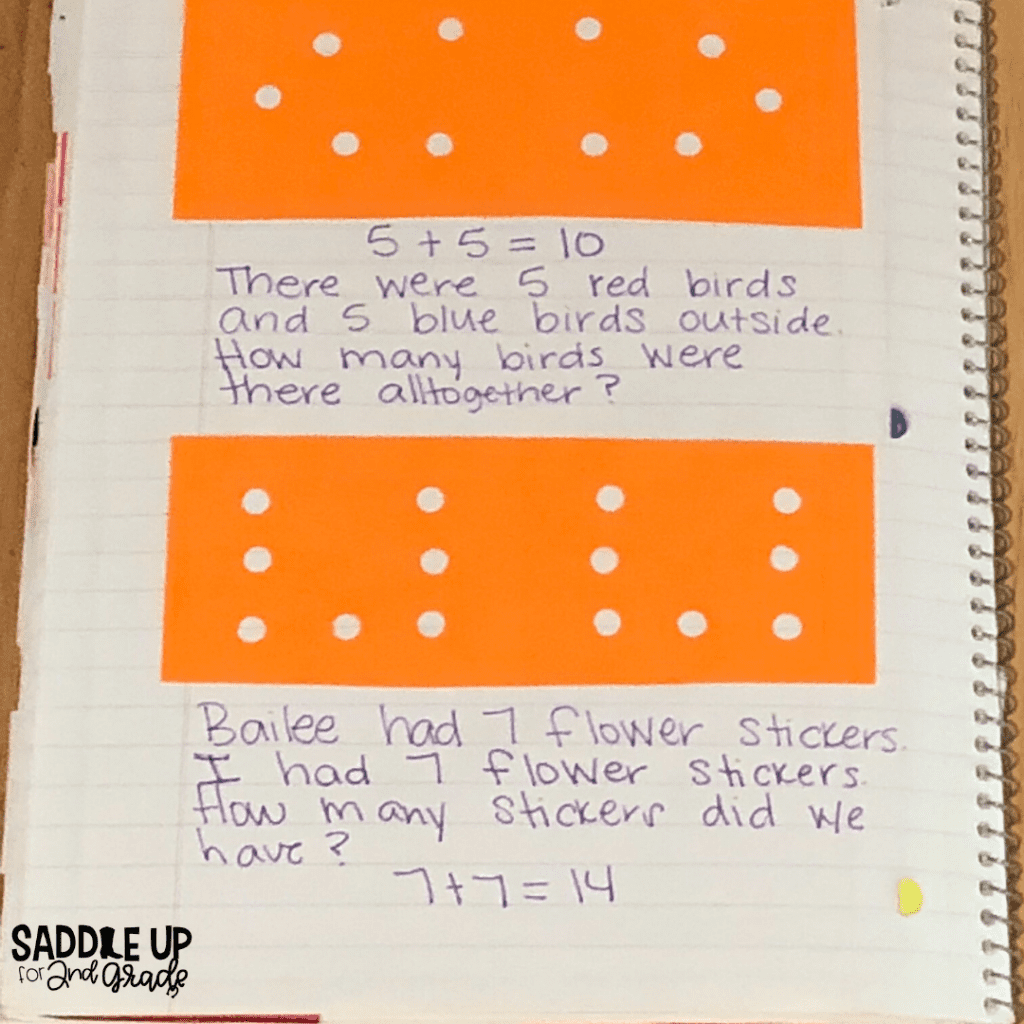 doubles math facts journal activity 