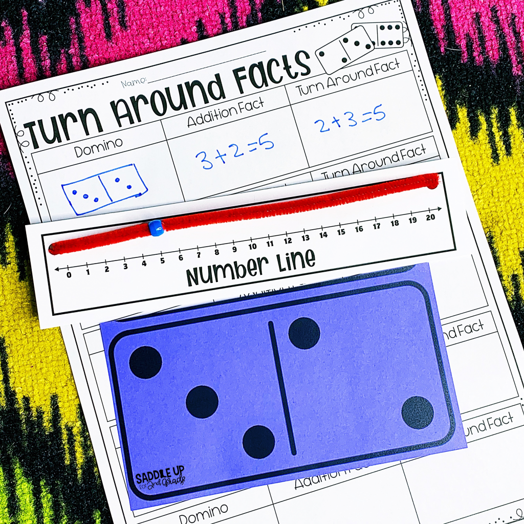 Turn around facts domino addition and subtraction activity