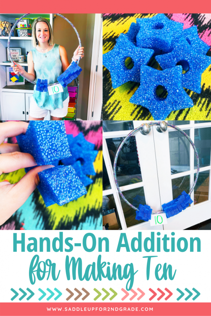 Hands-on addition to 10 activities using hula hoops and pipe cleaners