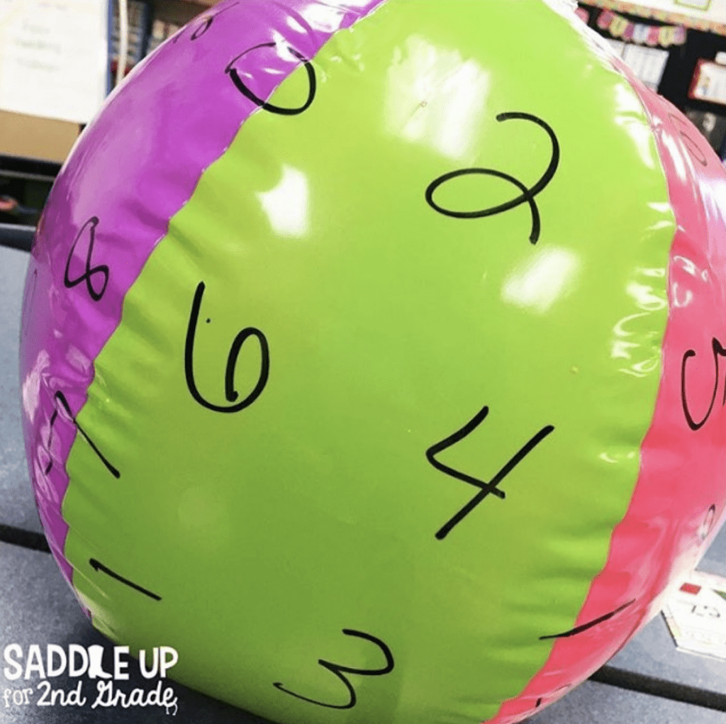 Beachball with numbers for math fact game