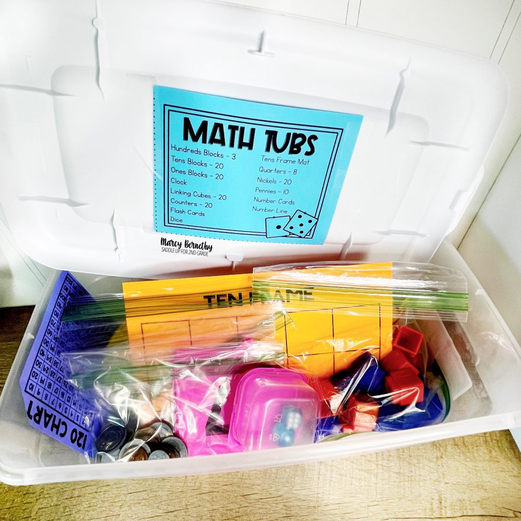 Math manipulative tubs are the perfect tool for your math block.This classroom organization trick became a huge timesaver for me.