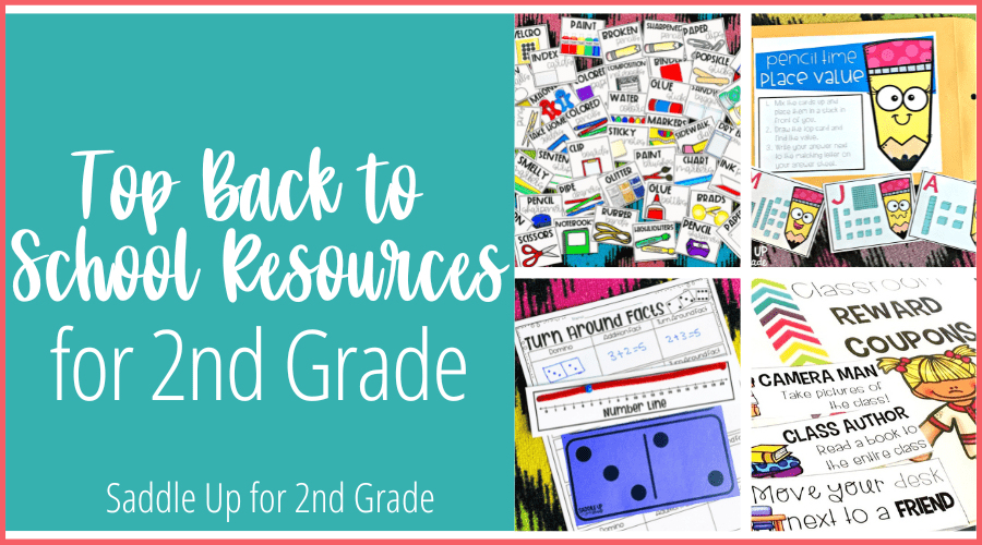 Back to school resources for 2nd grade- supply labels, math stations, guided math units, reward coupons