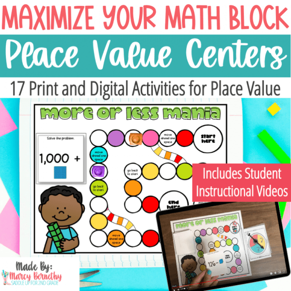 Place Value Math Centers that include student instructional videos