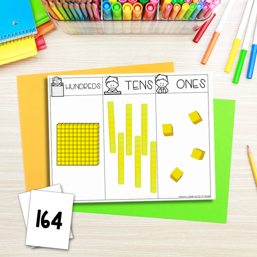 Place value mats with number cards