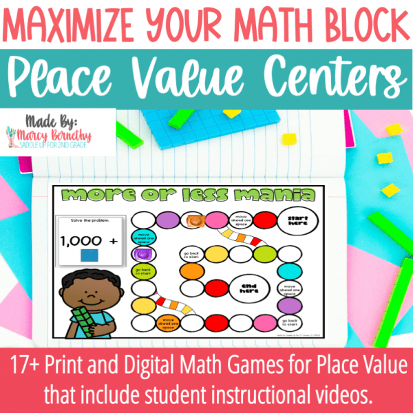 Place Value Math Centers and Games for 2nd Grade with Student Videos