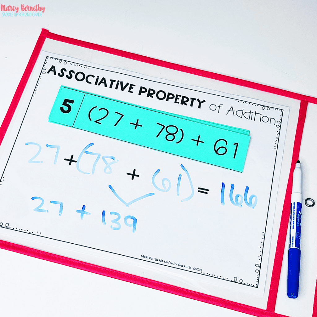 Associative property of addition place value mat