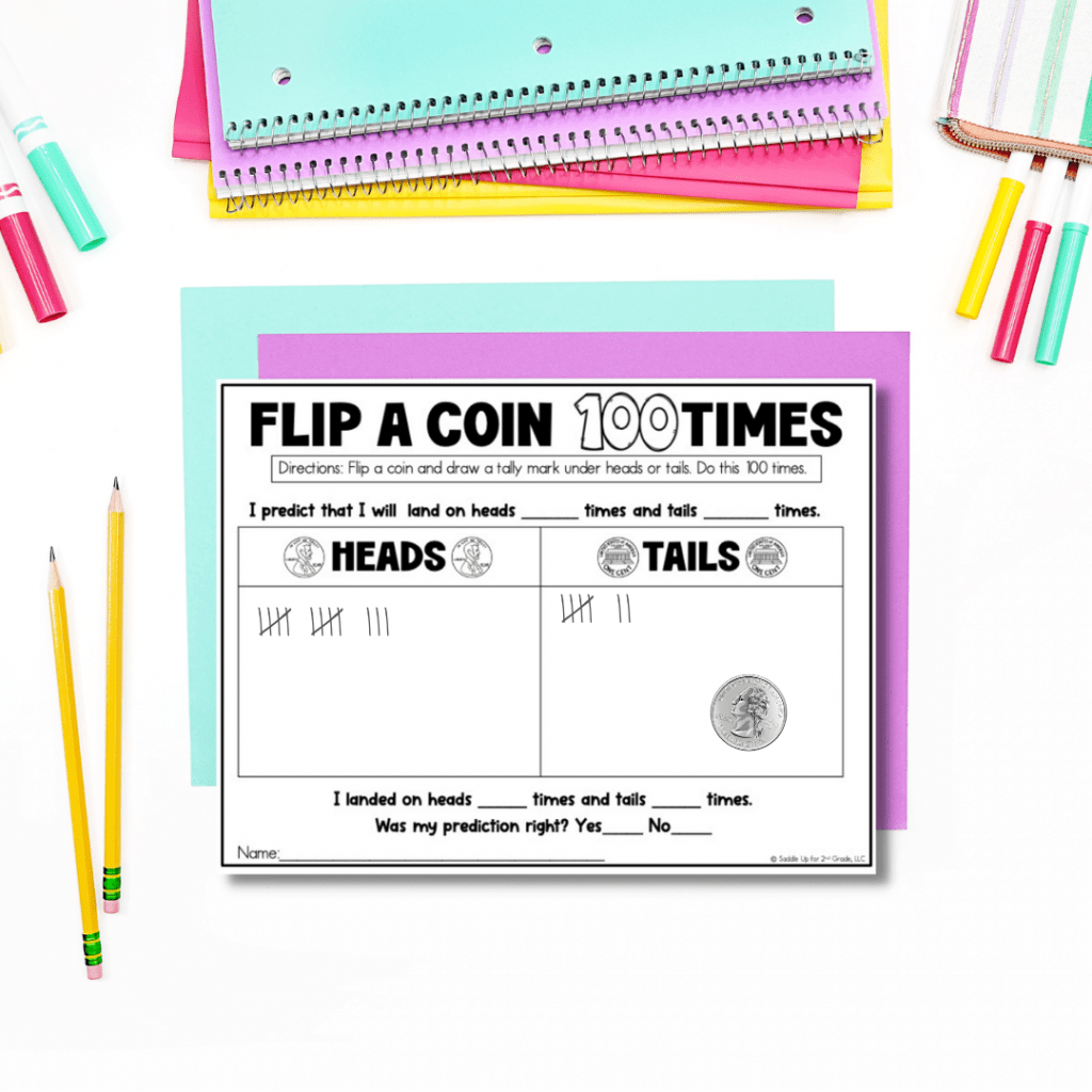 Flip a coin 100th day math activities