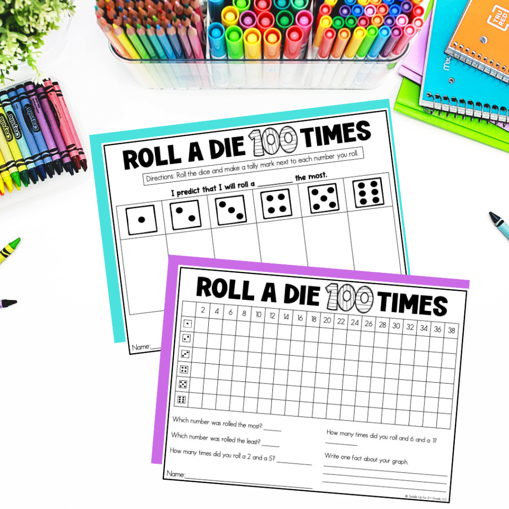 Roll a die 100 times 100th day math activities