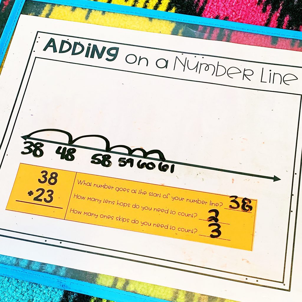 Adding on a number line addition with regrouping examples