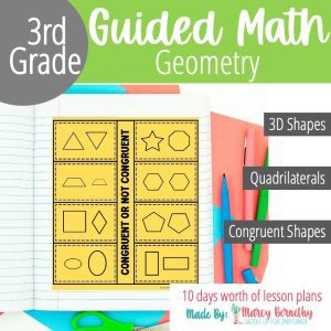2D Shapes and 3D Shapes for 3rd Grade Geometry with Quadrilaterals and Congruent Shapes Geometry
