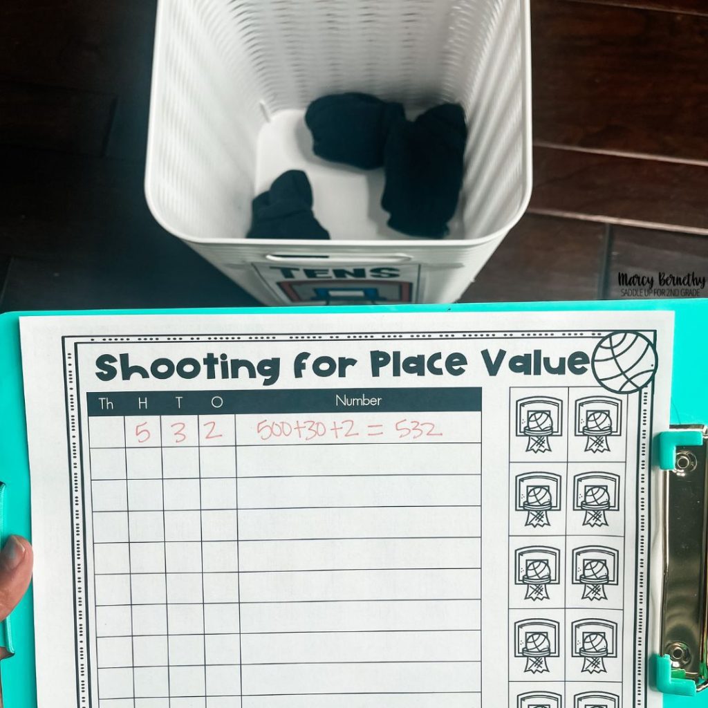 shooting for place value free basketball math game and recording sheet