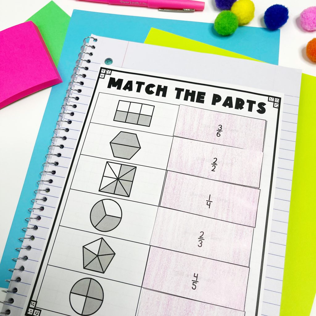 numerator and denominator match the parts interactive notebook activity