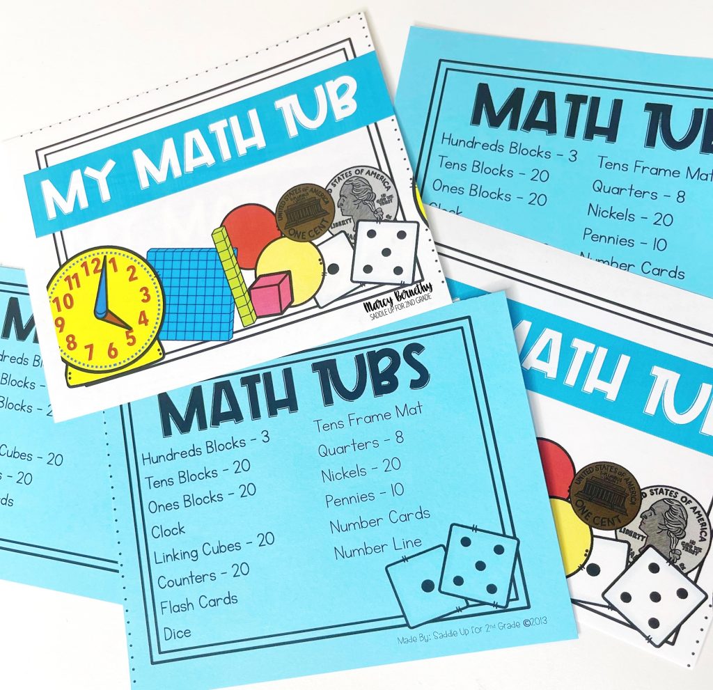 free math tub labels