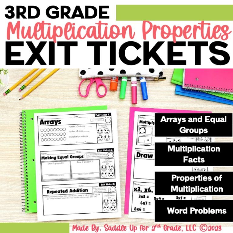 Multiplication Exit Tickets for 3rd Grade Math