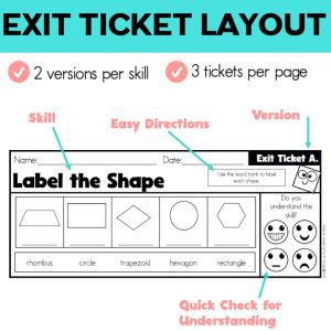 2D and 3D Shapes Exit Tickets - Includes Fractions - 1st Grade Math