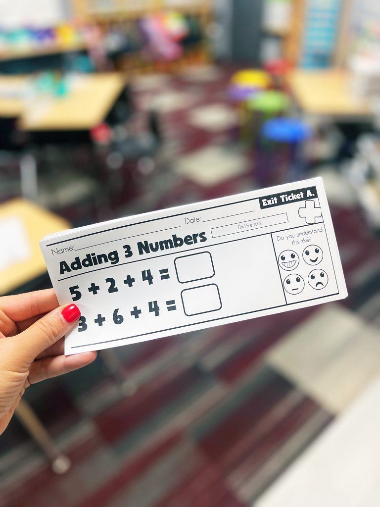 Adding 3 Numbers Exit Tickets