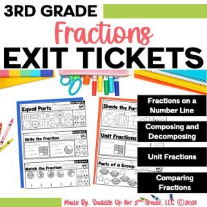 Fraction Exit Tickets with Numerator and Denominator