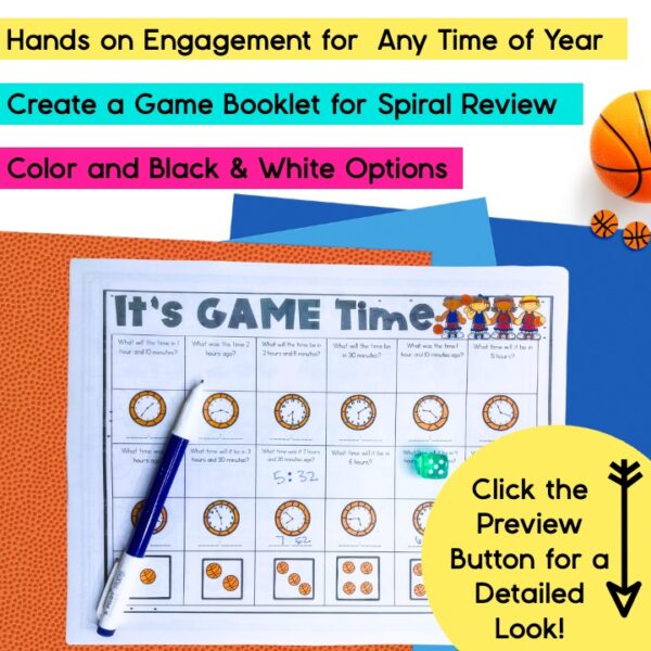 Basketball Math Activities for 3rd March Math Review & Bracket Bulletin ...