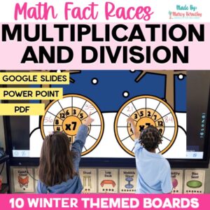 Winter Multiplication and Division Math Fact Relay Race Game