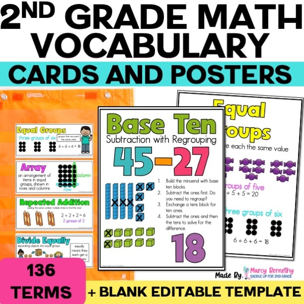 2ndGradeMathWordWallVocabularyCardsPosters1 2nd Grade Math Word Wall Vocabulary Cards and Posters