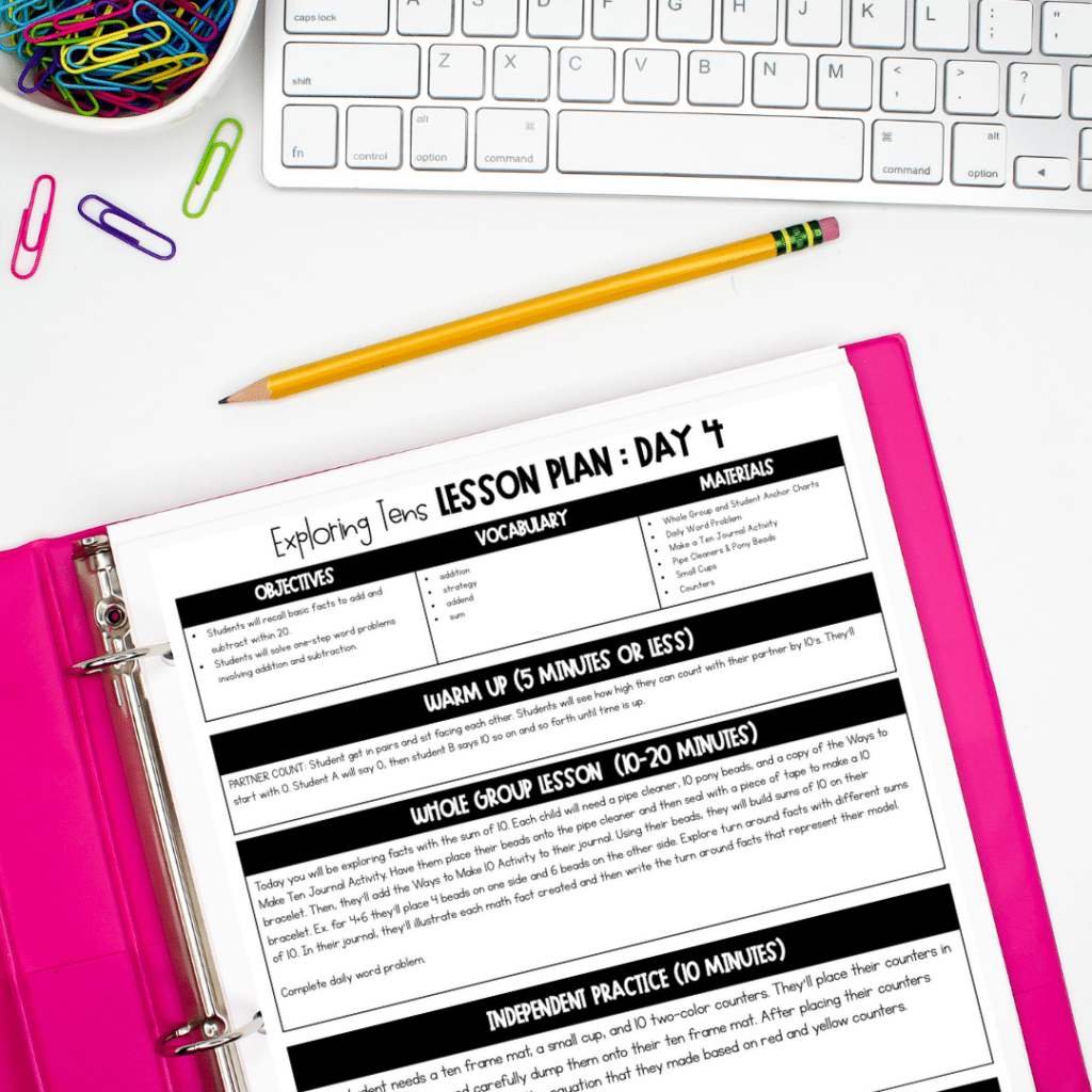 elementary math lesson plans