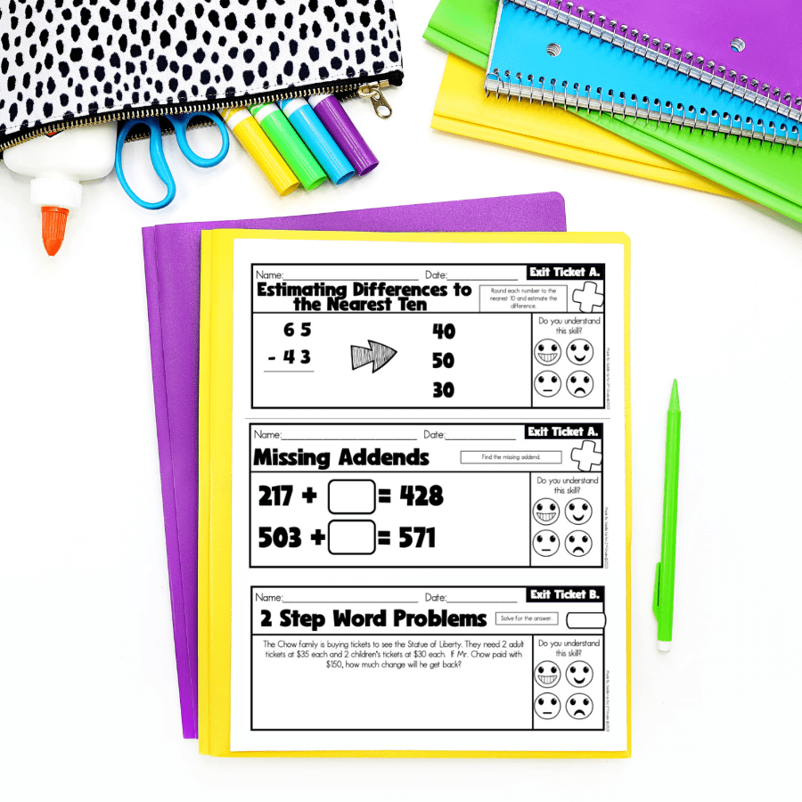 differentiated math instruction estimating differences to the nearest ten exit ticket