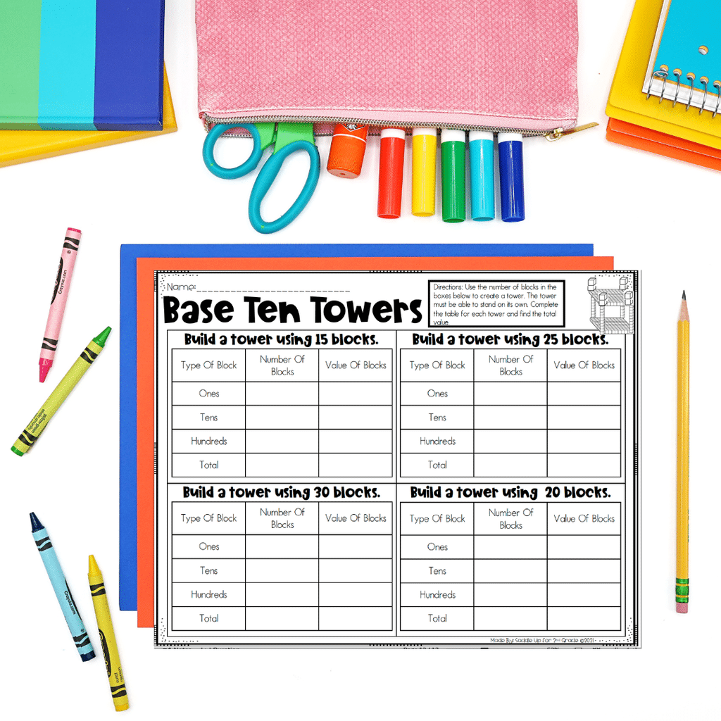 Base Ten Towers Place Value supplemental math resources for teachers